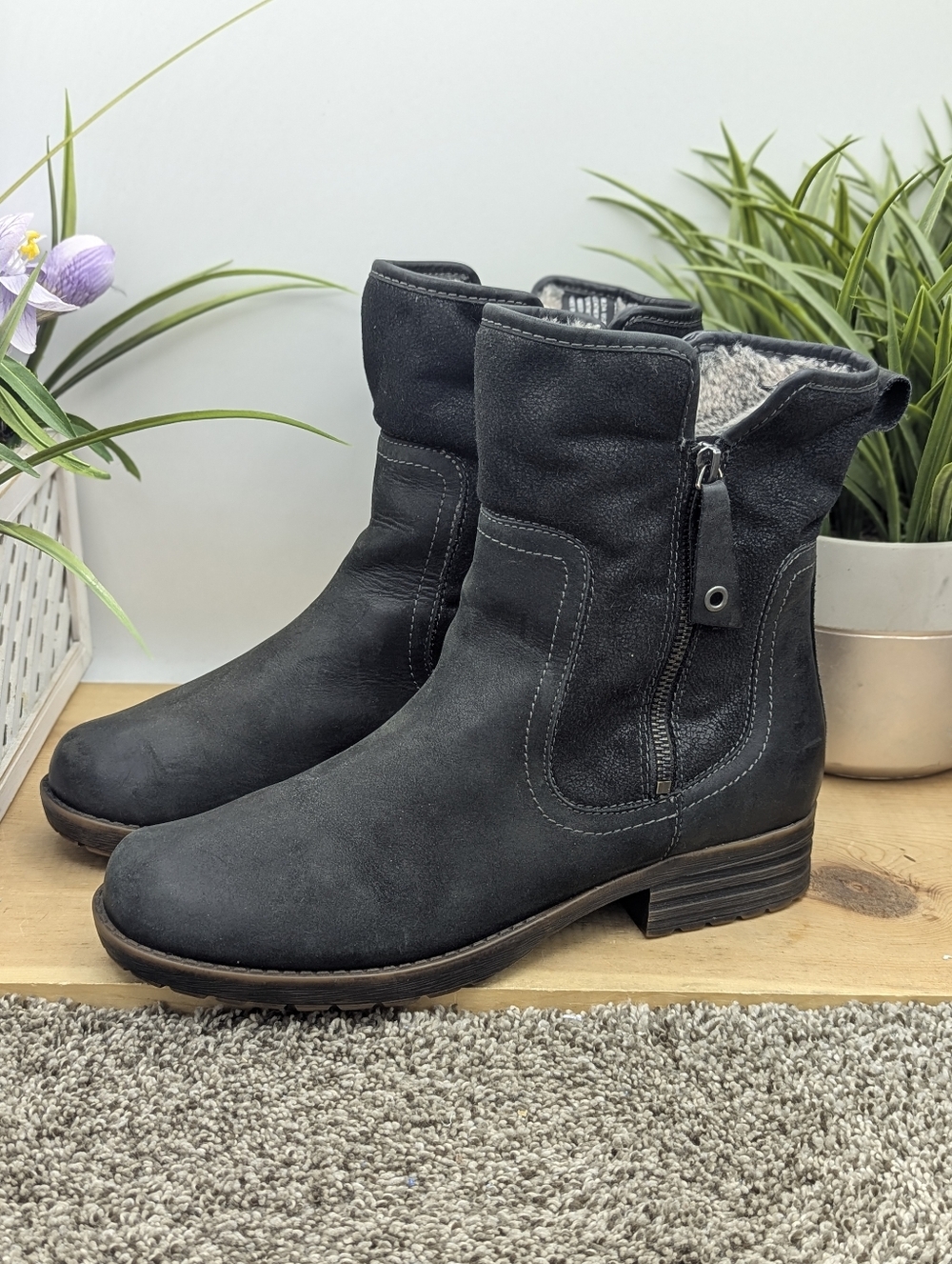 Abeo Hilda Leather Fur Lined Side Zip Women's Size 11 Orthotic Walking Boots